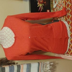 Red and grey cardigan